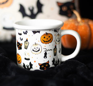 Vintage Halloween enamel mug