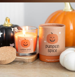 Pumpkin spice glass candle