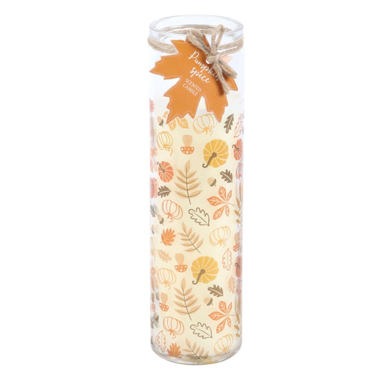 Autumn leaves spiced pumpkin glass tube candle