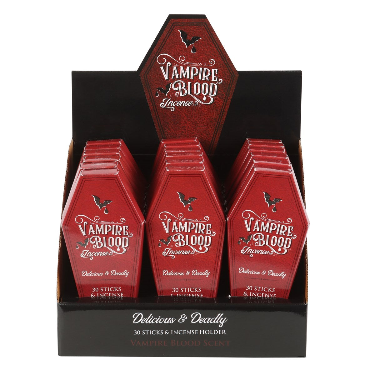 Vampire blood incense sticks and coffin holder