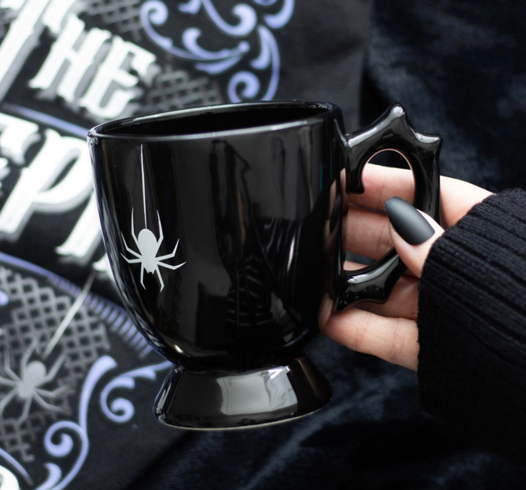 Gothic spiderweb bat wing tea cup