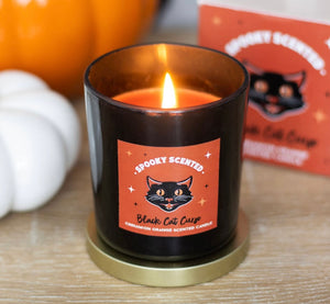 Black cats curse cinnamon orange glass candle