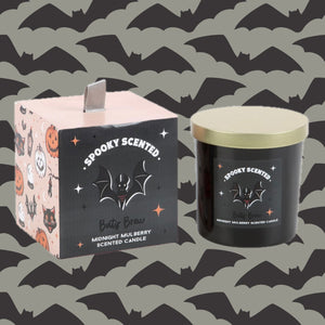 Bats brew mulberry fragrance glass candle