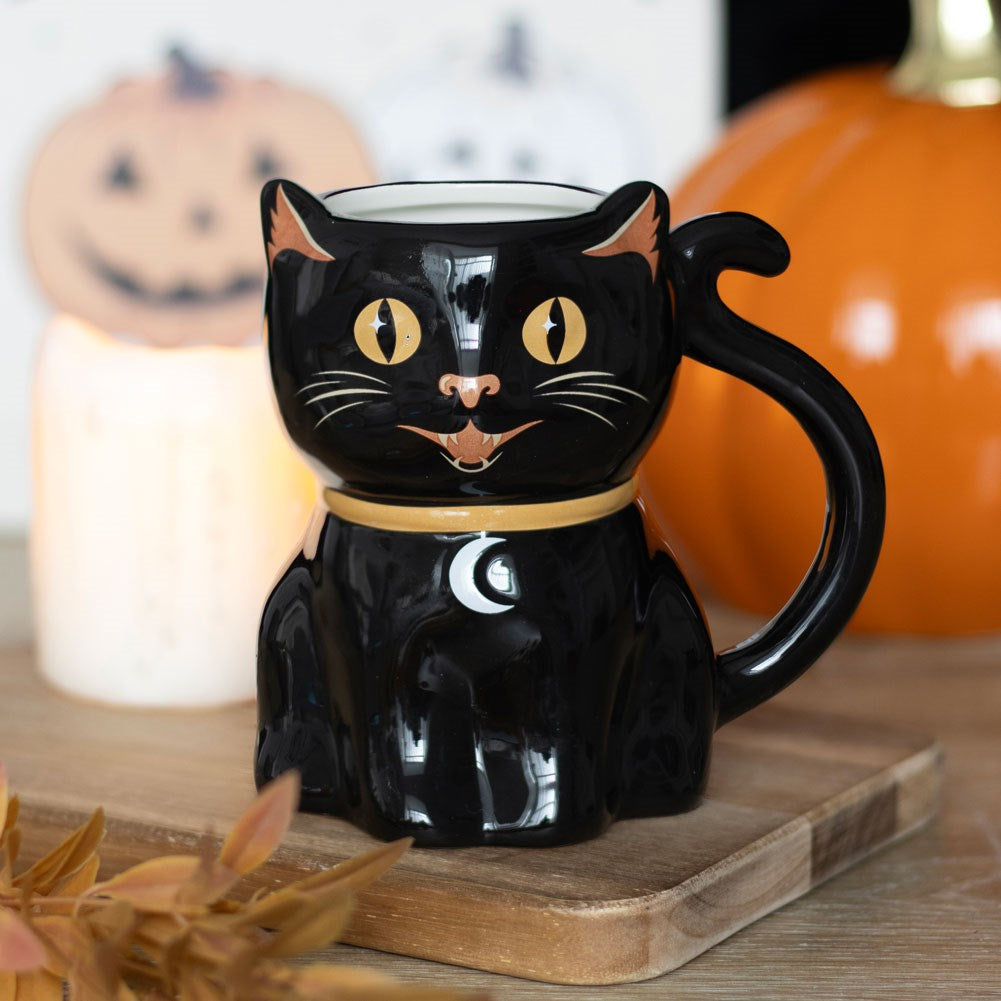 Vintage Halloween spooky cat mug