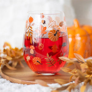 Autumn harvest stemless wine glass