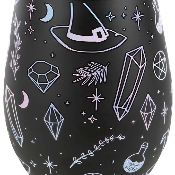 Crystal witch stemless wine glass