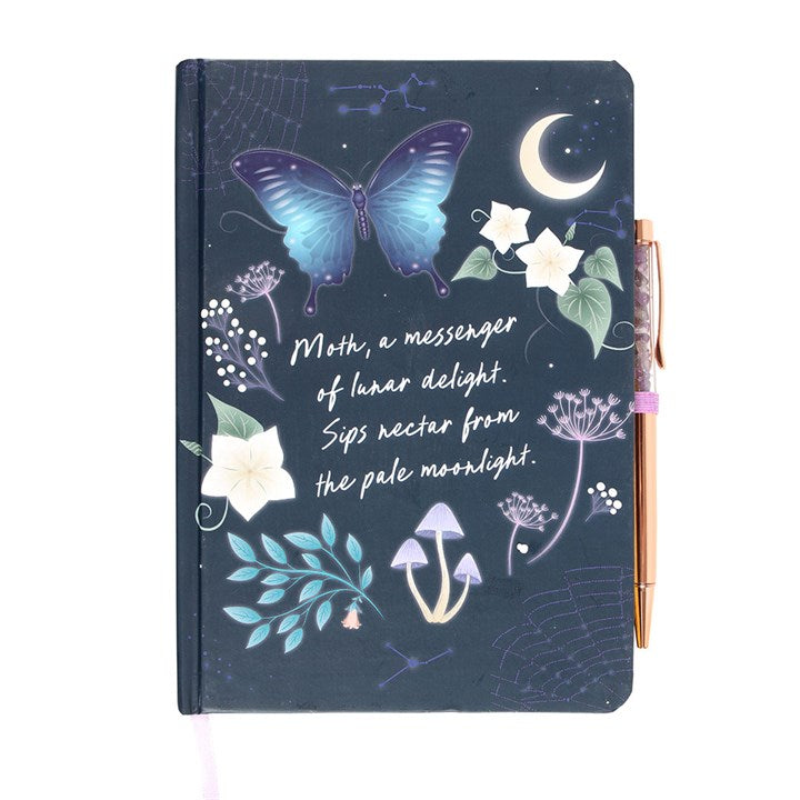 Midnight moth journal and amethyst crystal pen