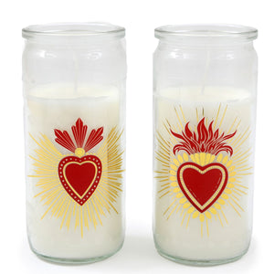 Glass sacred heart tube candle