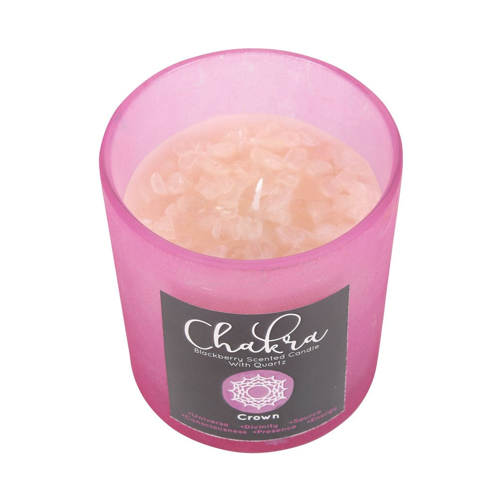 Blackberry crystal chip crown chakra candle